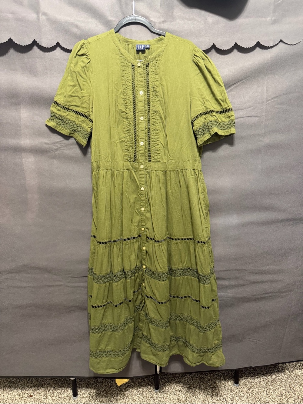 Olive Green 100% cotton Gap Shirt Dress